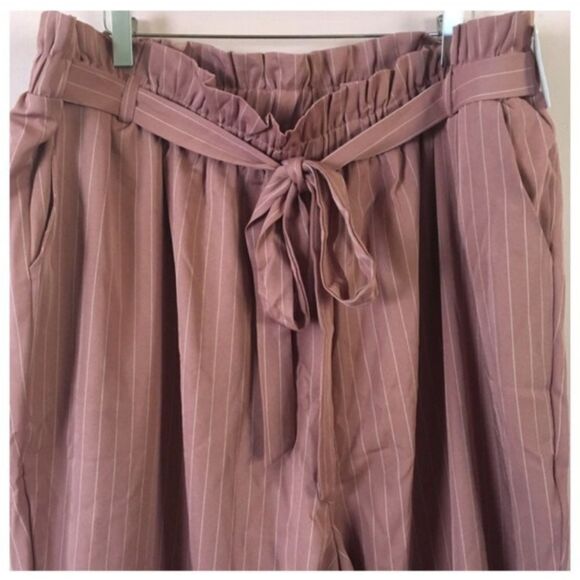 Charlotte Russe+ Pink Striped Cuffed Hem Trousers NWT Size 3X - Picture 4 of 6